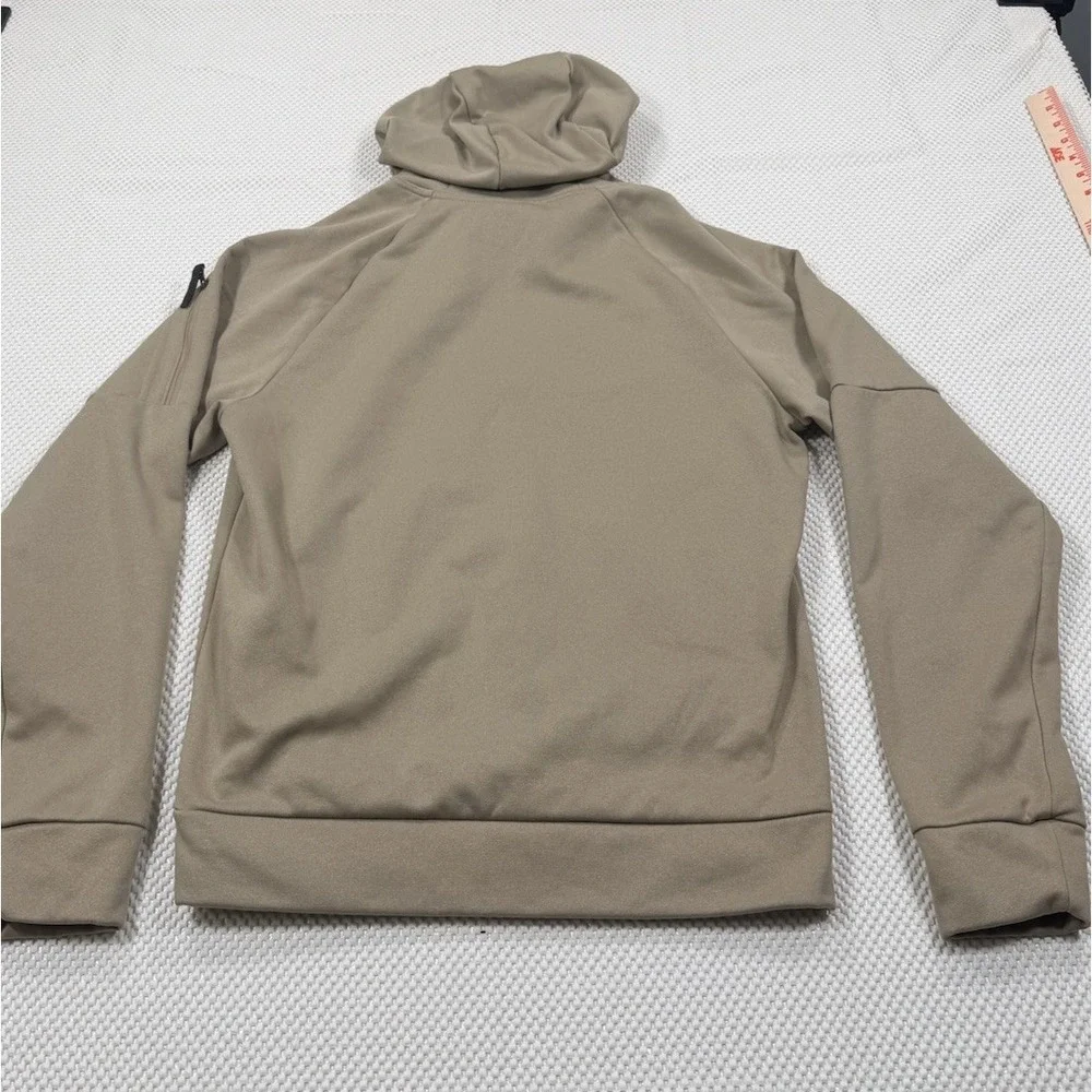 Nike Therma-FIT Hoodie Men's Small Tan Pullover Fleece Swoosh Pocket Sweatshirt